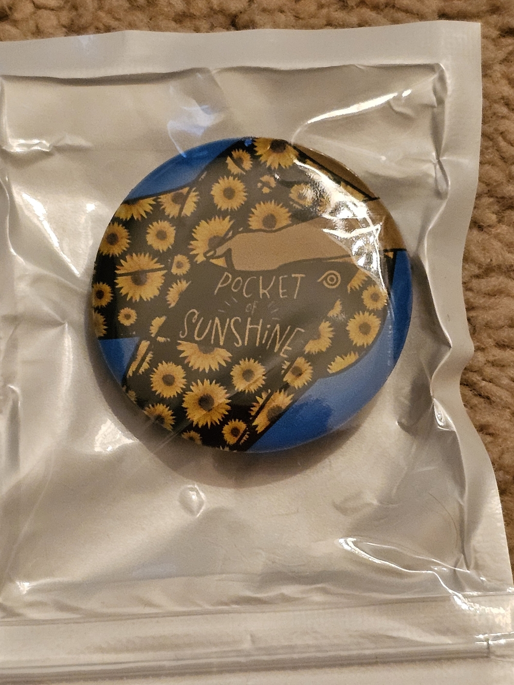 POP Fit Sunflower Pocket of Sunshine Button - Blue & Yellow